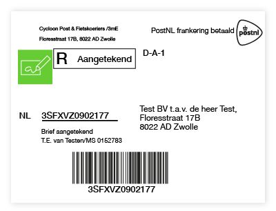 Postnl Label Test Klantinformatie Pakket